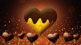Video of floating chocolate hearts, Valentine's Day