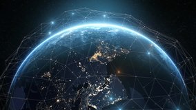 Digital Abstract Network Grid Over the Earth. Artificial Intelligence Neural Network Growing and Covering Planet Beautiful View from Space. Modern Business and Technology Concept 4k Ultra HD 3840x2160 - Powered by Shutterstock - Get 15% off with code: PIKWIZARD15