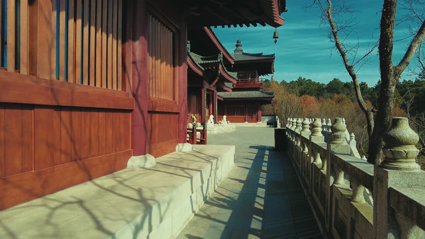 Historical old buildings of temple in Nanjing city in Jiangsu, China