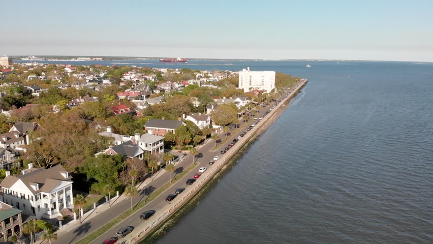 Panoramic aerial view of Charleston, SC