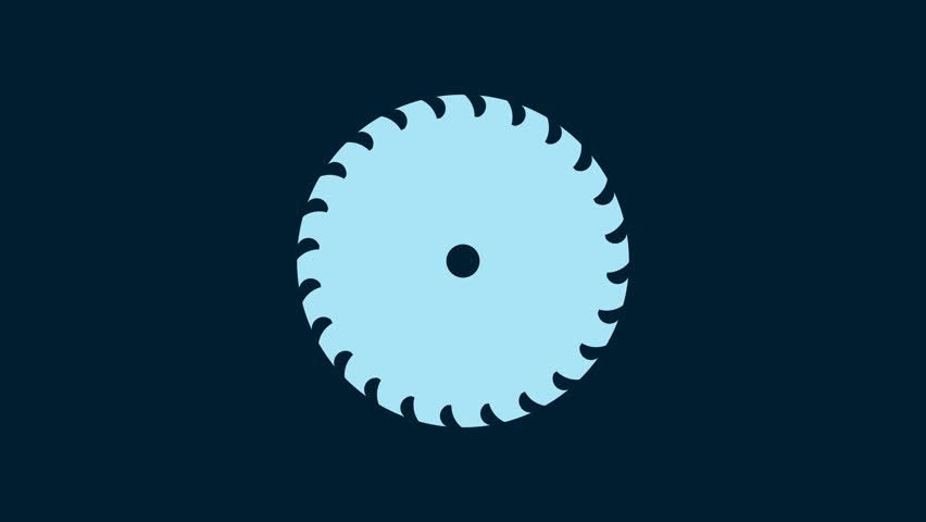 White Circular saw blade icon isolated on blue background. Saw wheel. 4K Video motion graphic animation. | Shutterstock HD Video #1099450387