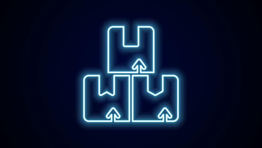 Glowing neon line Carton cardboard box icon isolated on black background. Box, package, parcel sign. Delivery and packaging. 4K Video motion graphic animation. | Shutterstock HD Video #1099450733