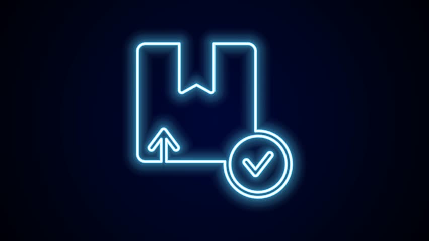 Glowing neon line Carton cardboard box icon isolated on black background. Box, package, parcel sign. Delivery and packaging. 4K Video motion graphic animation. | Shutterstock HD Video #1099450749