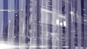 Animation of data processing over cityscape. Global business, computing, connections and data processing concept digitally generated video. - Powered by Shutterstock - Get 15% off with code: PIKWIZARD15