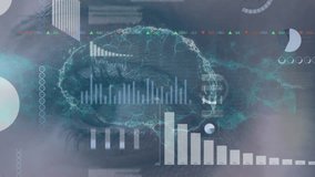 Animation of human brain, statistics with data processing over woman's eye. Global business, computing, connections and data processing concept digitally generated video. - Powered by Shutterstock - Get 15% off with code: PIKWIZARD15