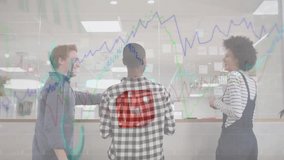 Animation of business people over dice and financial data processing. Global business, computing, connections and data processing concept digitally generated video. - Powered by Shutterstock - Get 15% off with code: PIKWIZARD15