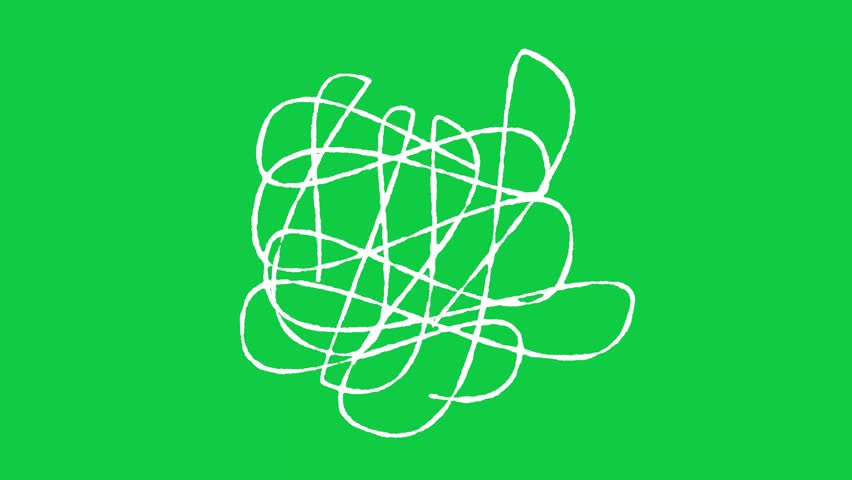 Tangled abstract scribble animation on green screen and black background. Hand drawn line of stressful. Depression symbol footage. | Shutterstock HD Video #1099453821