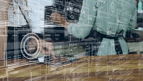 Animation of data processing over diverse baristas. Global technology, computing and digital interface concept digitally generated video. - Powered by Shutterstock - Get 15% off with code: PIKWIZARD15