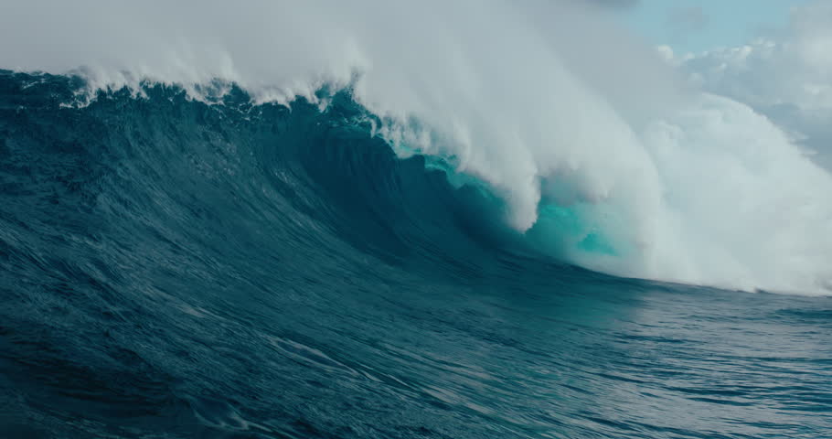 Heavy ocean wave breaking in slow motion, power of nature | Shutterstock HD Video #1099459665