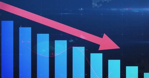 Animation of financial data processing and scope scanning on blue background. Global business, finances and digital interface concept digitally generated video. - Powered by Shutterstock - Get 15% off with code: PIKWIZARD15