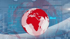 Animation of globe over data processing on blue background. Global technology, computing and digital interface concept digitally generated video. - Powered by Shutterstock - Get 15% off with code: PIKWIZARD15