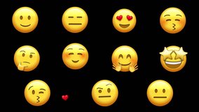 Animated Emoji Set. Alpha channel, transparent background. Laughing emoji. 4K resolution loop animation. Emoji with love eyes. Pack 2 - Powered by Shutterstock - Get 15% off with code: PIKWIZARD15