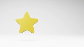 One Yellow Star Shape Spinning on a Studio Light Gray Background, Seamless Loop 3D Animation with Copy Space - Powered by Shutterstock - Get 15% off with code: PIKWIZARD15