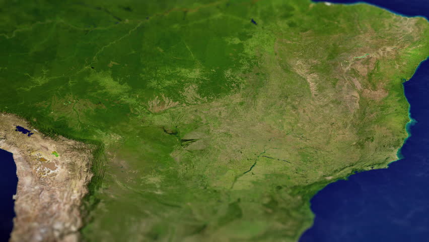 Map of Brazil, South America with Brazilian flag