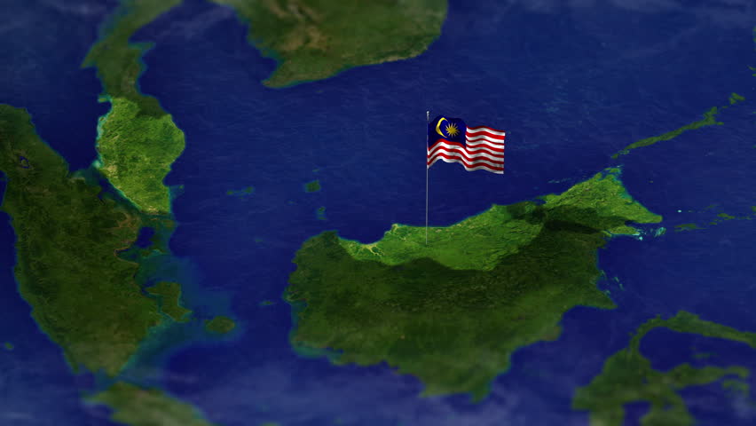 Map of Malaysia, Southeast Asia with Malaysian flag