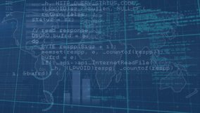 Animation of data processing over world map. Global business, finances, computing and data processing concept digitally generated video. - Powered by Shutterstock - Get 15% off with code: PIKWIZARD15