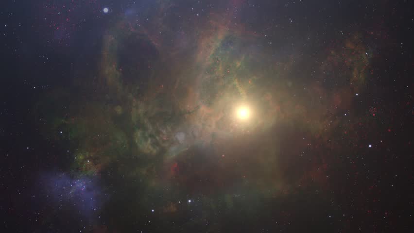 view of star-studded nebula in space 4k.