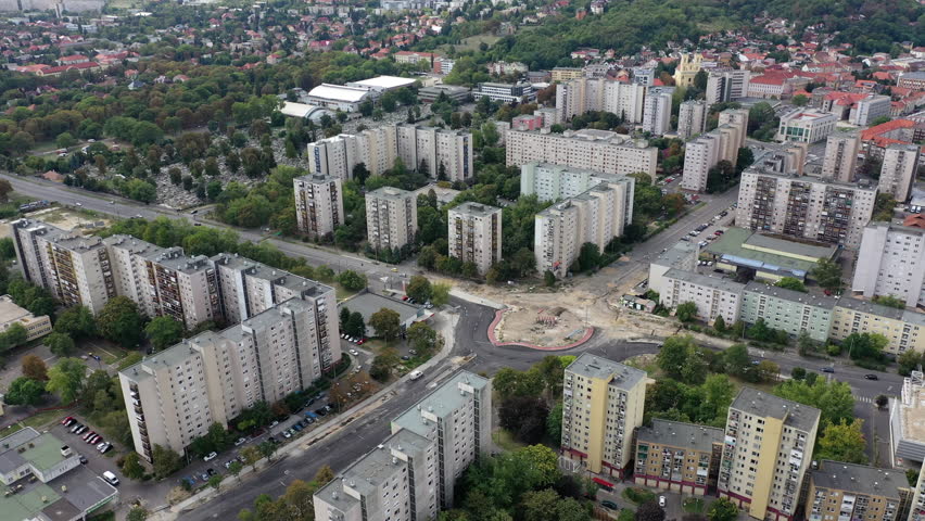 Miskolc city in Hungary, road construction