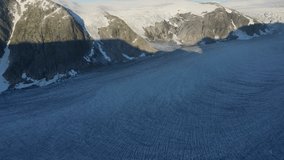 Europe's longest glacier arm - Tunsbergsdalsbreen glacier in Jostedalsbreen National Park. Drone footage
