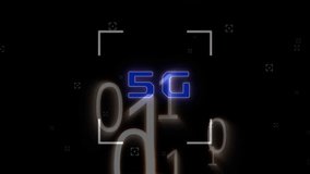 Animation of 5g text, binary coding and data processing. Global networks, business, finances, computing and data processing concept digitally generated video. - Powered by Shutterstock - Get 15% off with code: PIKWIZARD15
