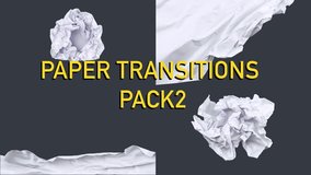 Pack of paper transitions in stop motion animation style. Wrinkled white paper. 