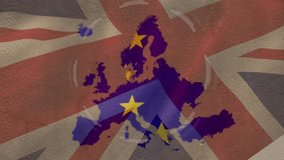 Animation of data processing over eu and uk flag. Global business, patriotism and digital interface concept digitally generated video. - Powered by Shutterstock - Get 15% off with code: PIKWIZARD15