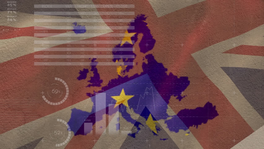 Animation of data processing over eu and uk flags. Global business, patriotism and digital interface concept digitally generated video. - Powered by Shutterstock - Get 15% off with code: PIKWIZARD15
