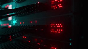 Futuristic High-Speed Data Center Network Connections. Fiber Optic and Ethernet Cables, Server Rack Lights, AI GPU CPU Cloud Computing, Big Data Analytics, Cybersecurity Digital Technology Background. - Powered by Shutterstock - Get 15% off with code: PIKWIZARD15