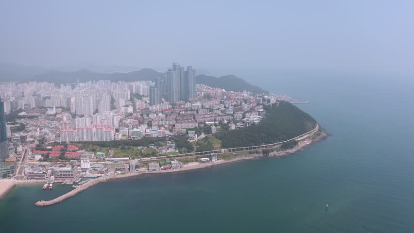 Drone View of Busan city in South Korea