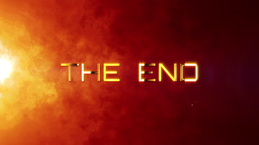 The End goldent text light effect with orange red smoke cloud and flare light abstract cinematic title background | Shutterstock HD Video #1099506329
