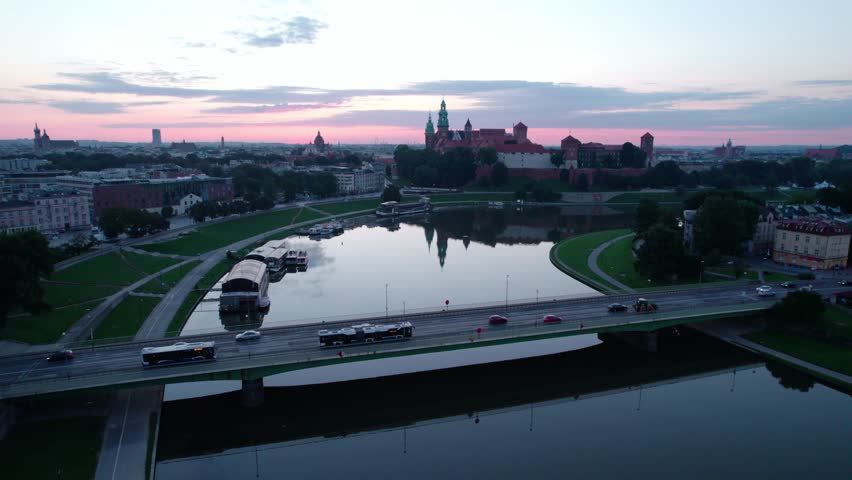 Krakow, Cracow, Lesser Poland Voivodeship. Krakus Mound, Market Square in Krakow, Wawel Castle and other popular buildings and architecture in Krakow.