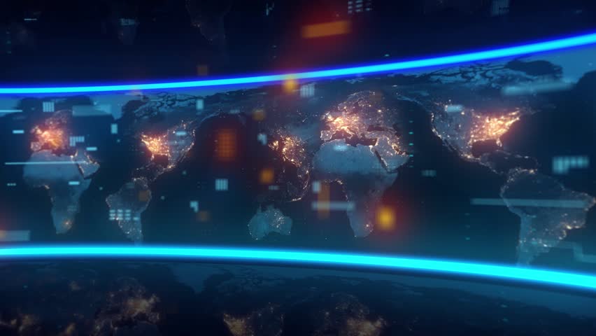 Map of the planet. World map. Global social network. Future. Blue futuristic background with planet Earth | Shutterstock HD Video #1099508795