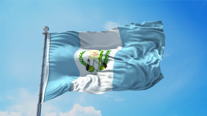 Guatemala Flag Loop. Realistic 4K. 30 fps flag of the Guatemala. Guatemala Flag waving in the wind. Seamless loop with highly detailed fabric texture. Loop ready in 4k resolution. | Shutterstock HD Video #1099508959