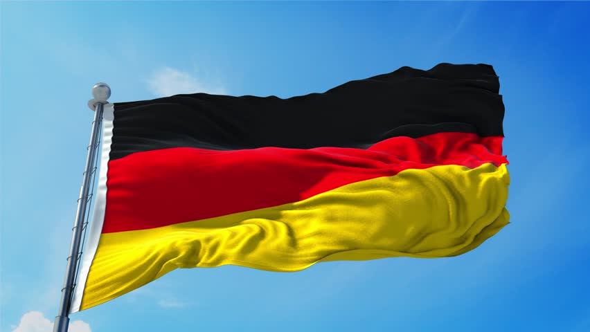 Germany Flag Loop. Realistic 4K. 30 fps flag of the Deutschland. German flag waving in the wind. Seamless loop with highly detailed fabric texture. Royalty-Free Stock Footage #1099508963