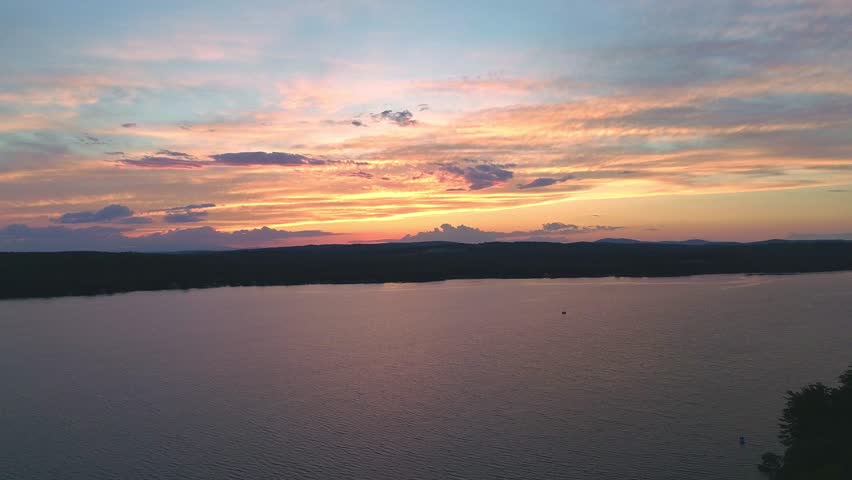 Sunset of red over a lake