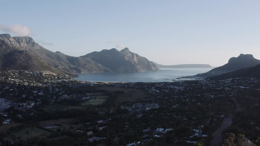 Aerial Hout Bay, Cape Town Tracking Forward Tilt Down Golden Hour 4K