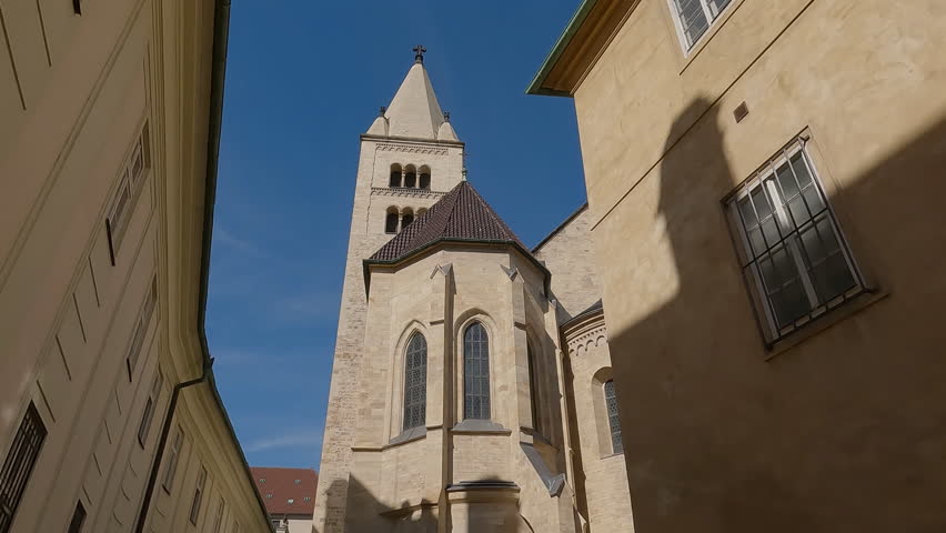 Walking towards the back of Saint George's Basilica, Prague, Czech Republic | Shutterstock HD Video #1099527295
