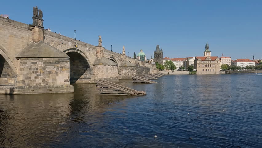 Charles Bridge (karluv most) In Prague, Czech Republic | Shutterstock HD Video #1099527387