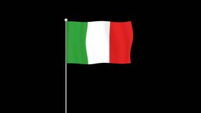 2d animation of Italy country flag waving on transparent background. video with alpha channel