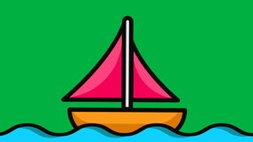 Boat animation on green screen. 4k video animation