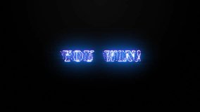 You Win glitch neon blue text effect with silver flash flickering light loop cinematic title animationn backgroud 4K 3D isolated seamless loop You Win glitch text effect  - Powered by Shutterstock - Get 15% off with code: PIKWIZARD15