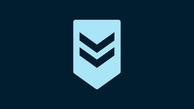 White Chevron icon isolated on blue background. Military badge sign. 4K Video motion graphic animation. - Powered by Shutterstock - Get 15% off with code: PIKWIZARD15