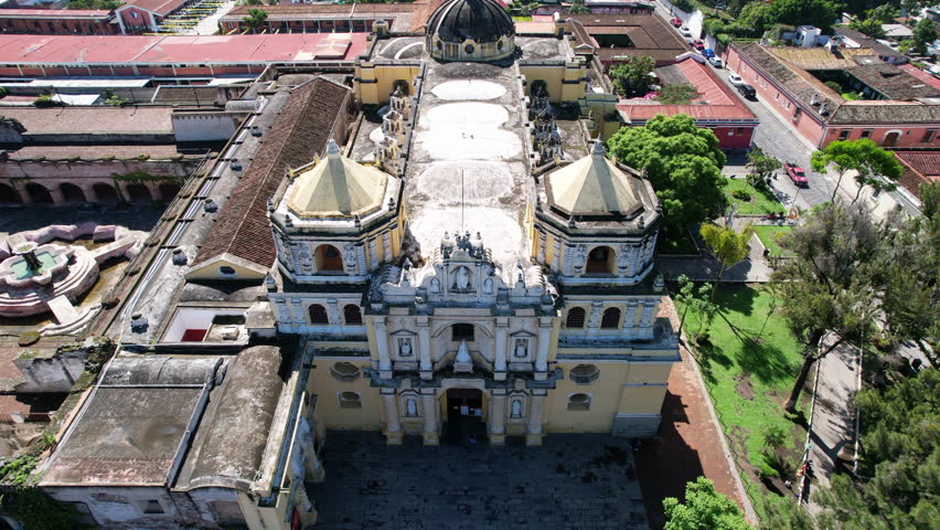 Antigua Guatemala church de la Merced Drone Video | Shutterstock HD Video #1099544887