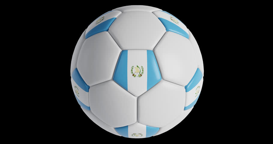 Soccer ball with flag of Guatemala , black background loop alpha Trasparent 3D | Shutterstock HD Video #1099546889