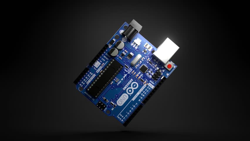 3D Rendered micro Arduino UNO controller chip isolated on a Black background. Royalty-Free Stock Footage #1099550285