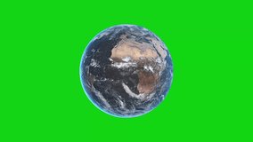 Realistic Earth Rotation Green Screen Video. 4k Earth Globe Green Screen Animation Video