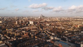 Another Wonderful Day, Incredible London Skyline, slow cinematic push, Establishing Aerial View Shot of London UK, United Kingdom