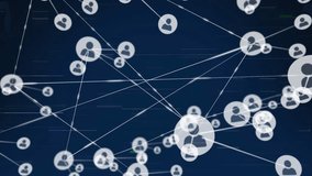 Animation of glitch effect over network of profile icons against blue background. Global networking and business technology concept - Powered by Shutterstock - Get 15% off with code: PIKWIZARD15