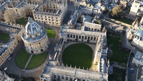 Aerial View Shot of Oxford, England, United Kingdom