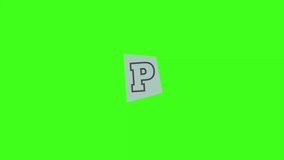 motion graphic letter P magazine clipping text note paper ransom style. green screen motion graphic creative ransom letter P note paper style video Full HD.  